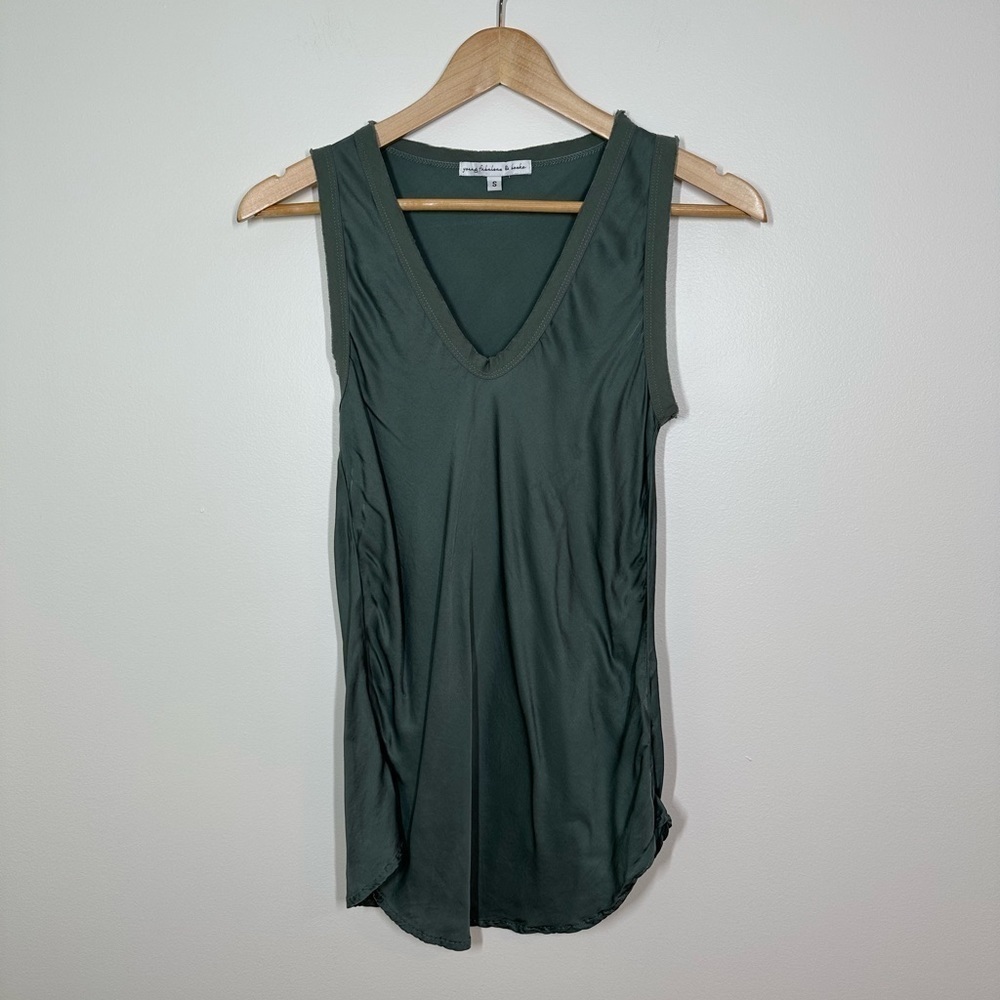 Young Fabulous &  Broke Sage Green‎ Frayed Trim Tank Size Small